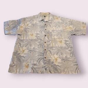VTG Tommy Bahama Palm Tree Shirt Men’s L 100% Silk Aloha Camp EUC Tropical